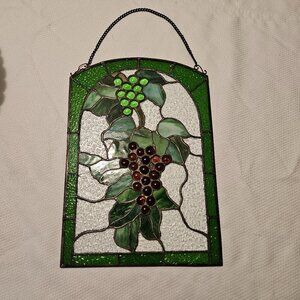 Stained Glass Grape Panel - Green and Brown
